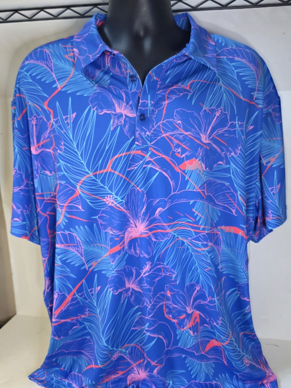 Birdie Bound Tropical Blue Golf Polo Mens 2XL